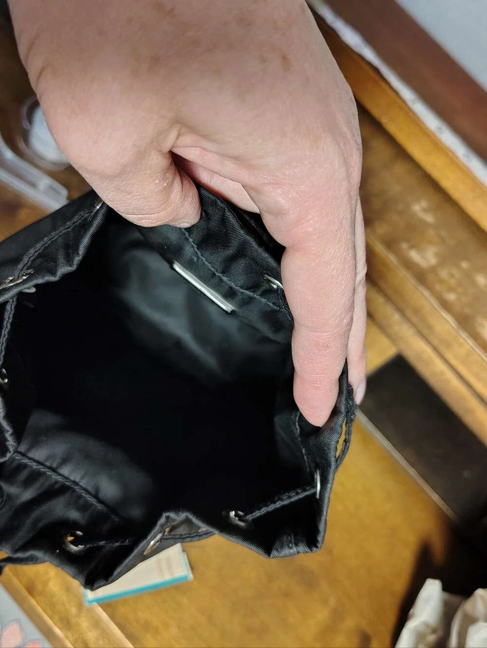 Prada Black Nylon Drawstring Bucket Bag